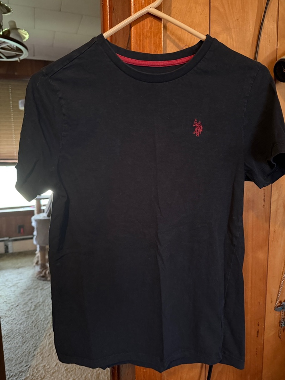 U.S. Polo Assn. Navy Short Sleeve Crew Tee with Pink Logo